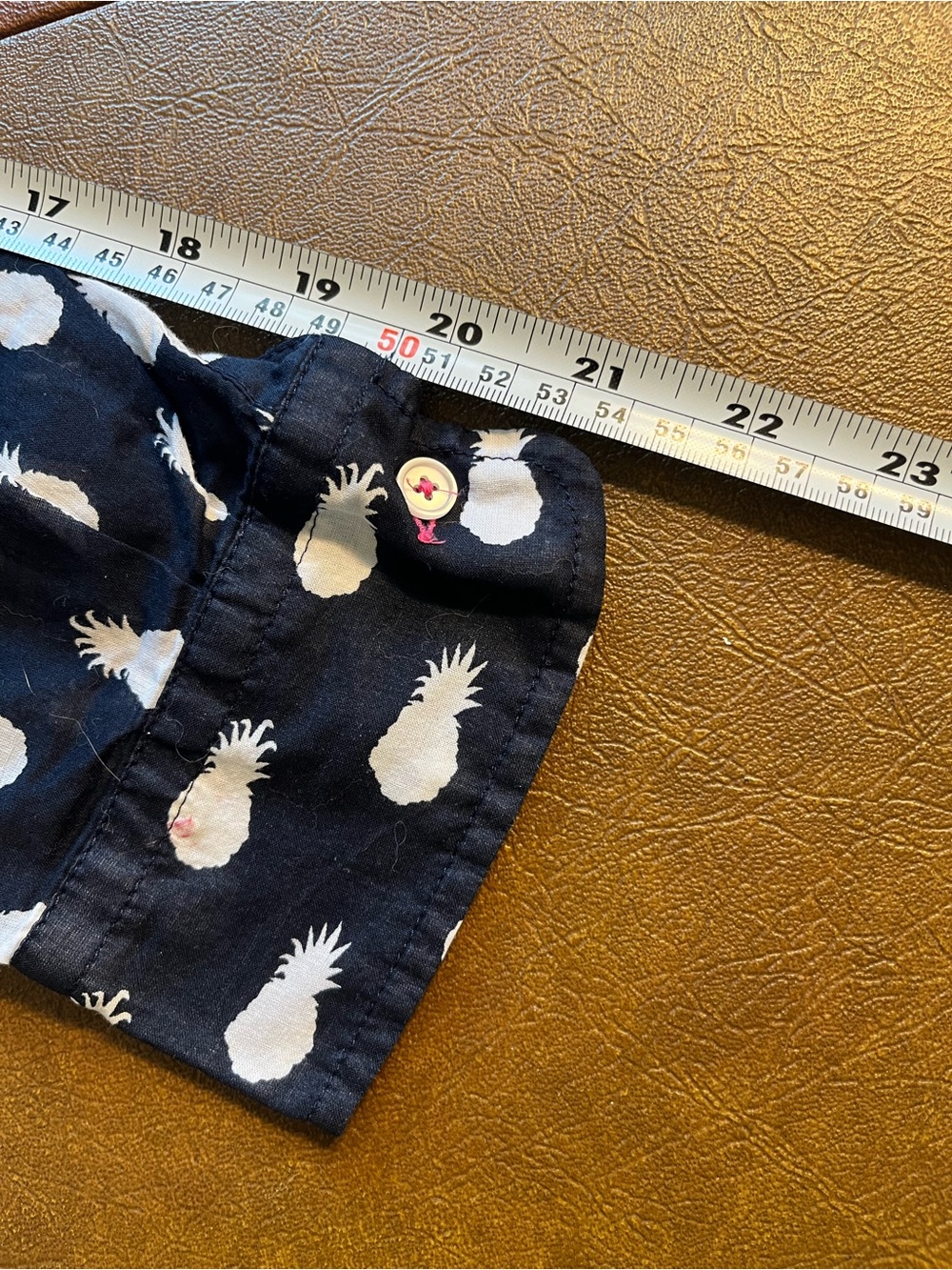 Talbots Navy Lightweight Cotton Shirt with White Pineapple Motif Women’s Size Xp - Picture 7 of 7